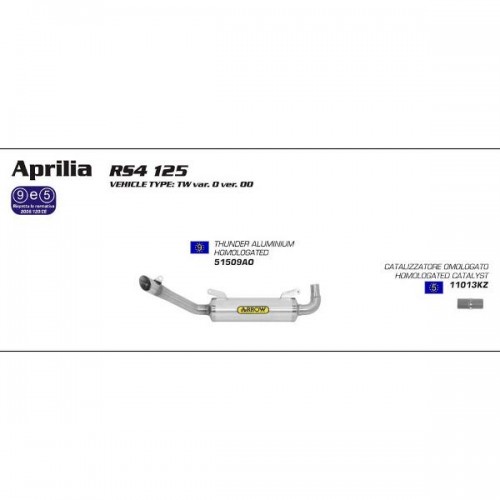 ARROW APR RS4 125 11-12 HOM ALU THUNDER